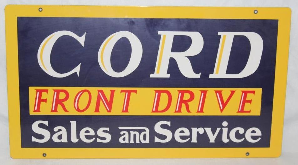 Cord "Front Drive" Sales & Service Porcelain Advertising Sign - Reproduction (1 of 4)