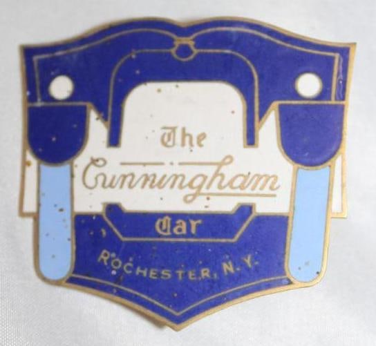 1917-1929 Cunningham Motor Car Co Radiator Emblem Badge: cloisonne, 2.25" x 2.5", this is a high quality reproduction