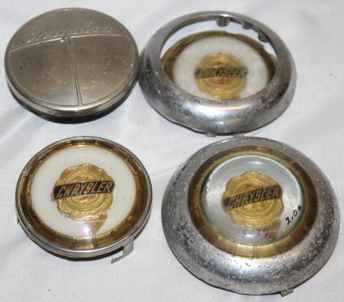 Group of 4 1940's-1950's Chrysler Horn Button Emblem Badges (1 of 2)