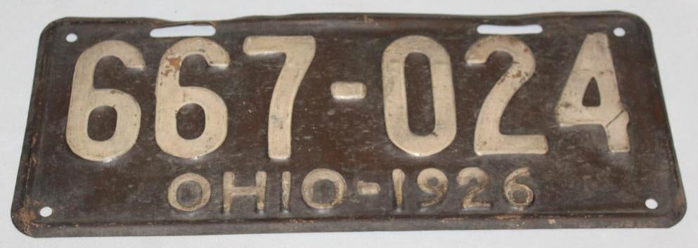 1926 Ohio License Plate: 14.75" x 5.75"