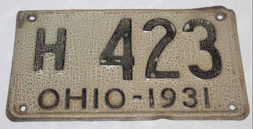 1931 Ohio 3 Digit Shorty License Plate: 10" x 5.5"