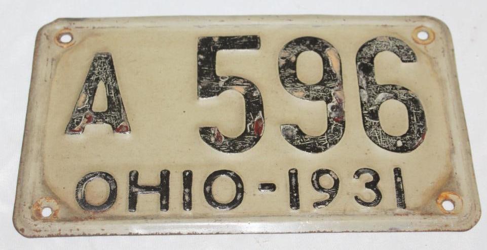 1931 Ohio 3 Digit Shorty License Plate: 10" x 5.5"