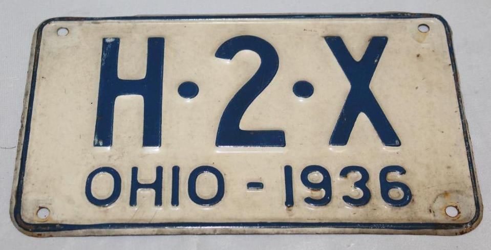 1936 Ohio 3 Digit Shorty License Plate: 10" x 5.75"