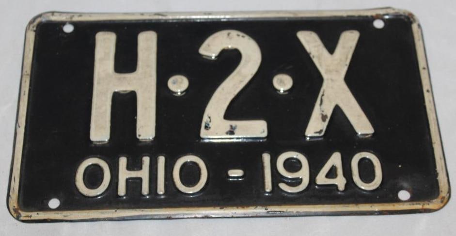 1940 Ohio 3 Digit Shorty License Plates H2X: 10" x 5.75"