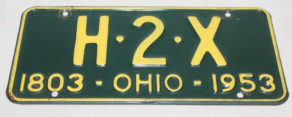 1953 Ohio Sesquicentennial License Plate: 12" x 6"