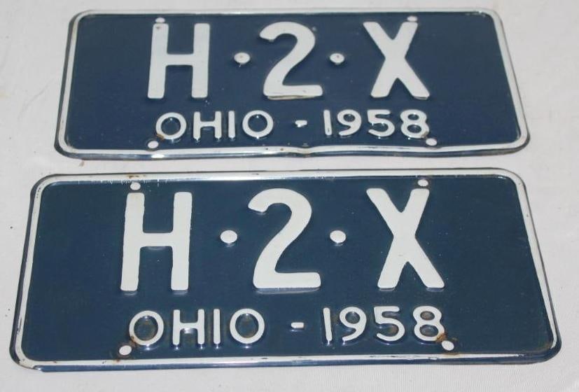 Pair of 1958 Ohio License Plates H2X (1 of 4)