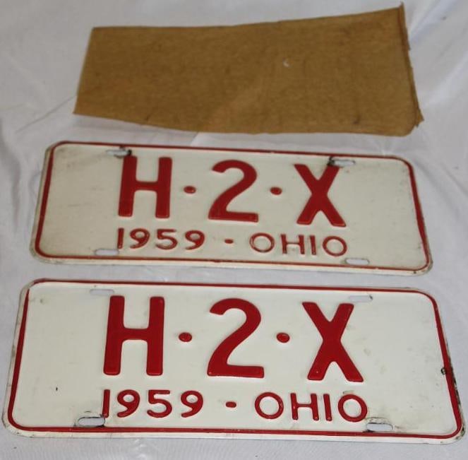 Pair of 1959 Ohio License Plates H2X (1 of 4)