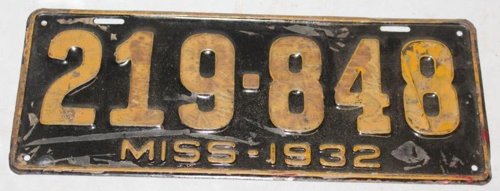 1932 Mississippi MS License Plate (1 of 2)