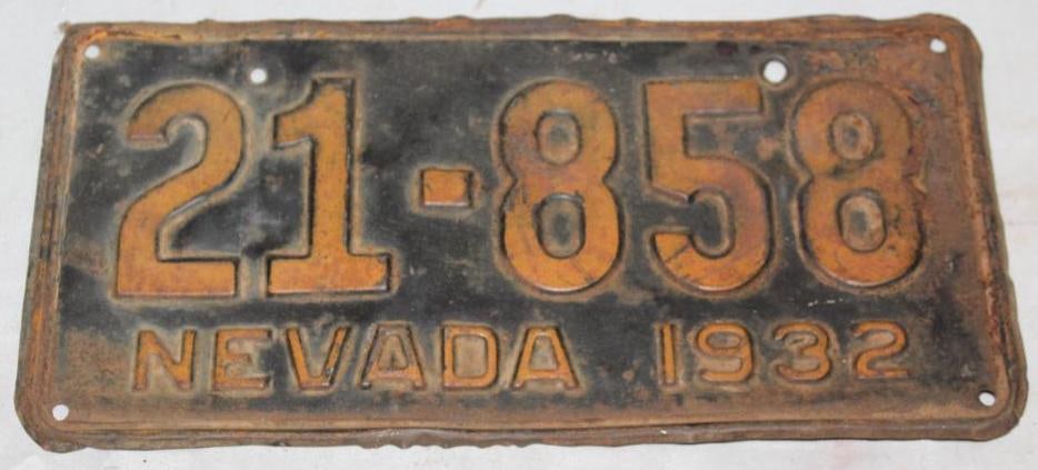 1932 Nevada NV License Plate (1 of 2)
