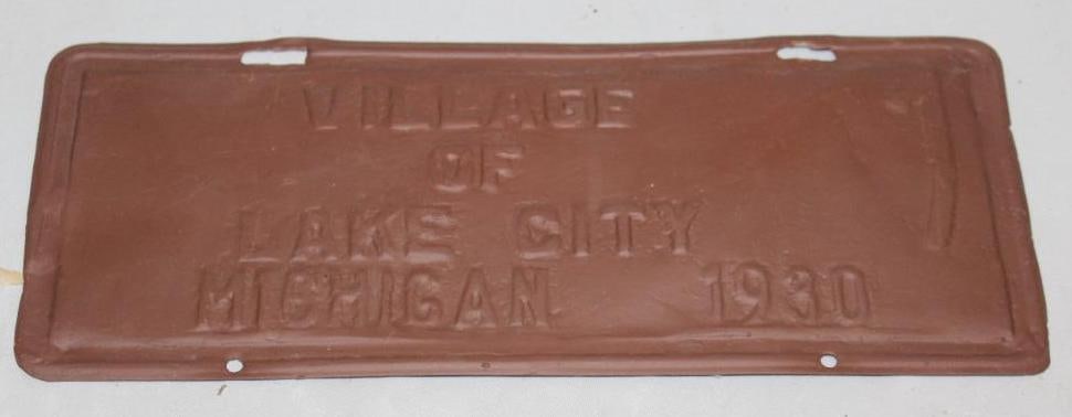 1930 Michigan Village of Lake City Municipal Plate #1 (1 of 2)