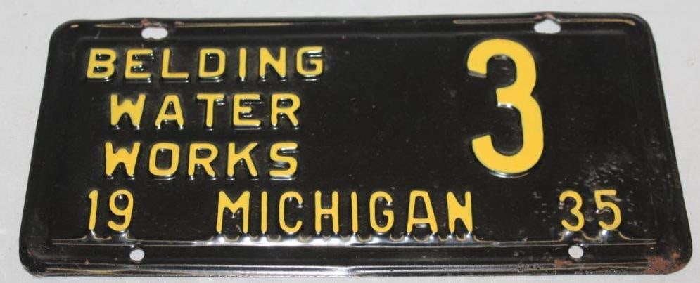 1935 Michigan Belding Water Works Municipal Plate #3 (1 of 2)