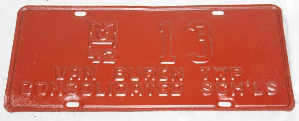 1942 Michigan Van Buren Township Consolidated Schools Municipal #13 Plate (1 of 2)