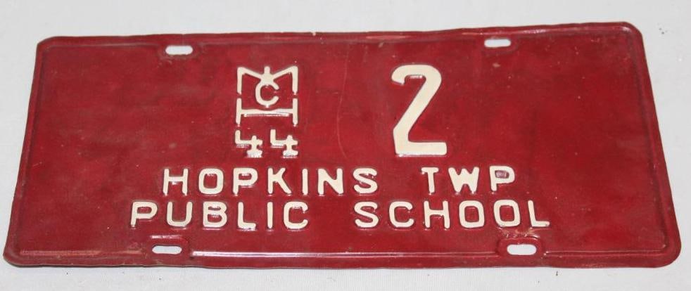 1944 Michigan Hopkins Township Public School Municipal #2 Plate (1 of 2)