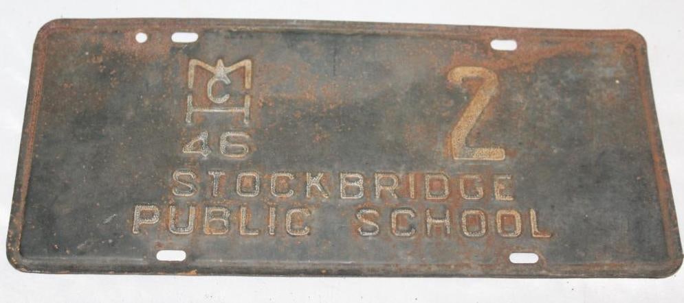 1946 Michigan Stock Bridge Public School Municipal #2 Plate (1 of 2)