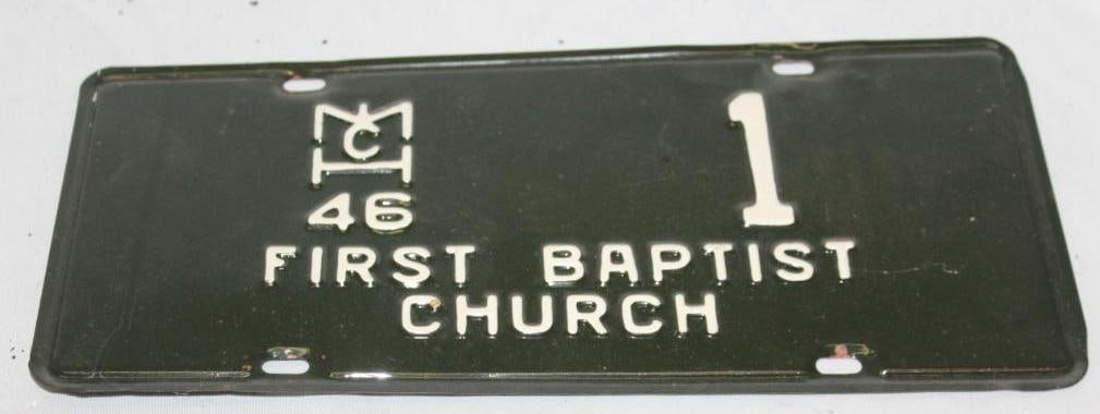 1946 Michigan First Baptist Church Municipal #1 Plate (1 of 2)