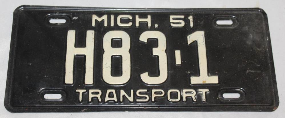 1951 Michigan MI Transport License Plate: 13.25" x 6"