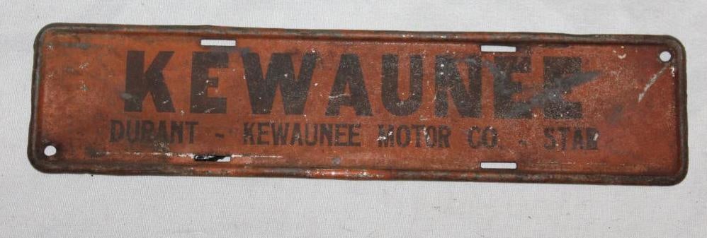 Kewaunee Michigan City License Plate Extension - Durant Star Advertising: 10.25" x 2.25"