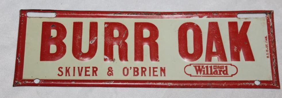 Burr Oak Michigan City License Plate Extension Willard Battery Advertising (1 of 2)