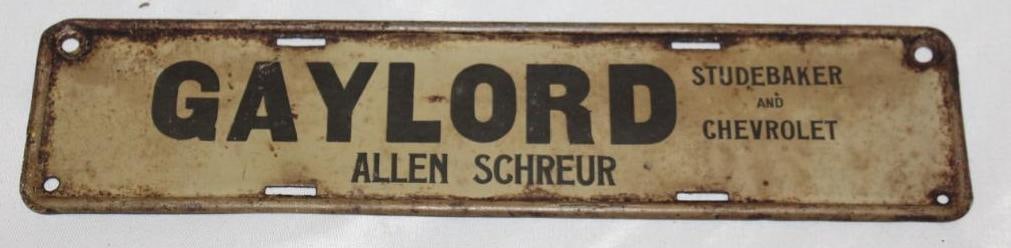 Gaylord Michigan City License Plate Extension Studebaker Chevrolet Advertising: 10.25" x 2.25"