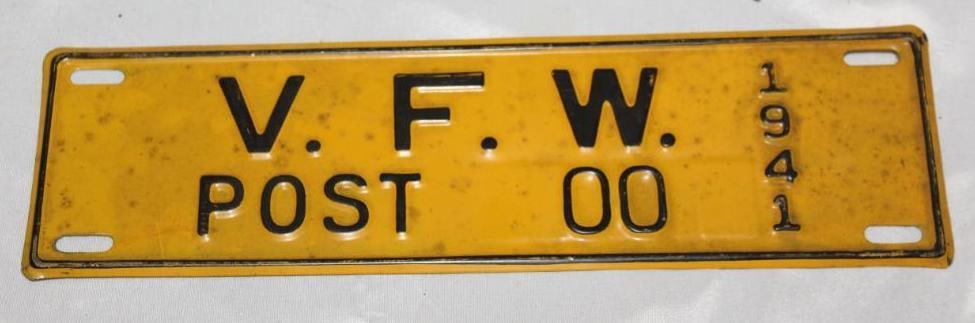 1941 Michigan VFW Post 000 Sample License Plate (1 of 2)