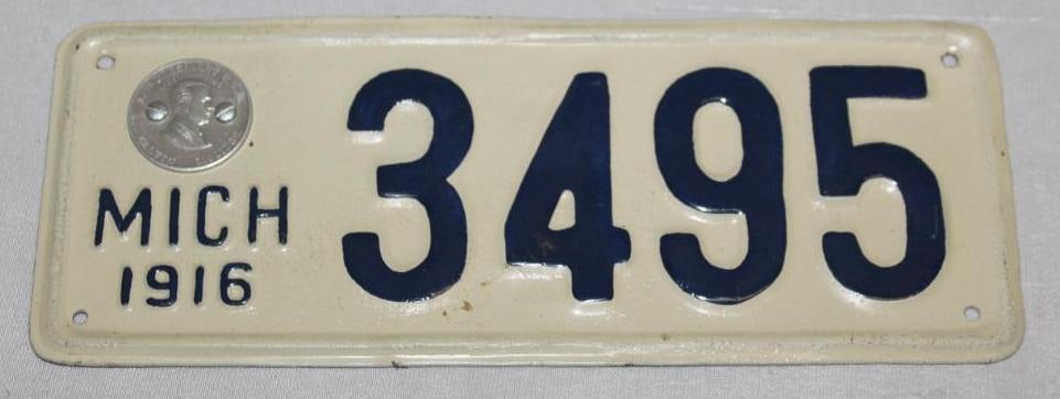 1916 Michigan Motorcycle License Plate (1 of 2)