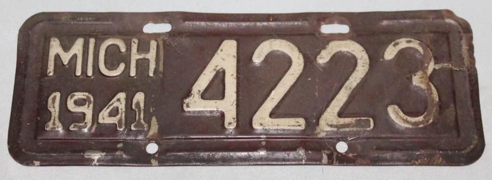 1941 Michigan Motorcycle License Plate (1 of 1)