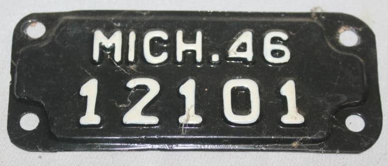 1946 Michigan Motorcycle License Plate (1 of 2)