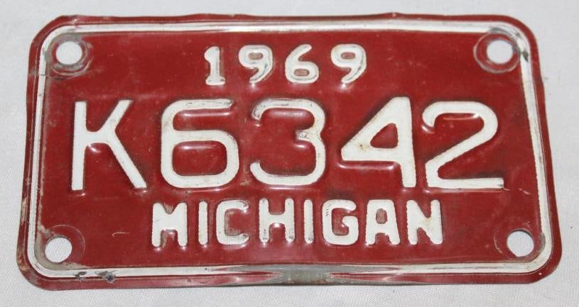 1969 Michigan Motorcycle License Plate (1 of 2)