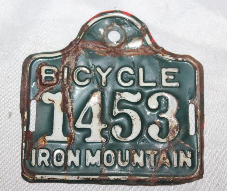 Iron Mountain Michigan Bicycle License Plate (1 of 2)