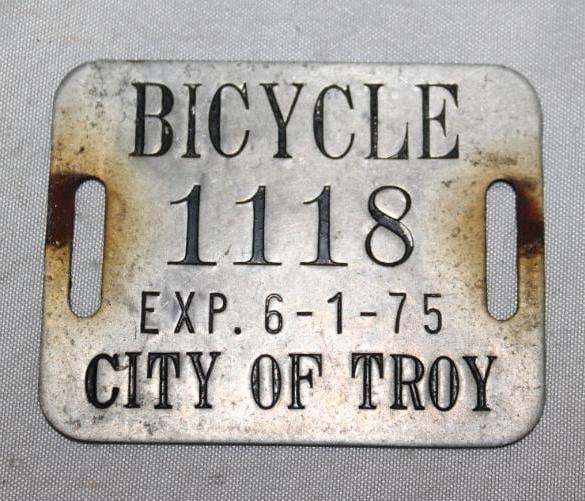 1975 Troy Michigan Bicycle License Plate Tag (1 of 2)
