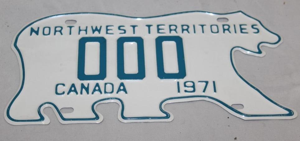 1971 Northwest Territories Canada Polar Bear Sample License Plate (1 of 2)
