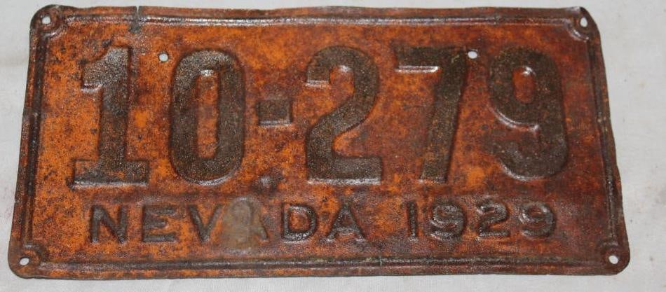 1929 Nevada NV License Plate (1 of 2)