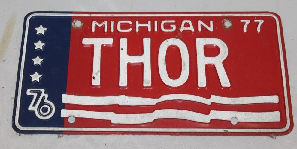 1976 Michigan THOR Vanity License Plate (1 of 2)