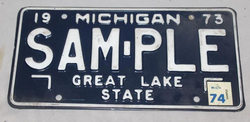 1973 Michigan SAMPLE License Plate (1 of 2)