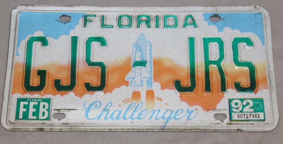 1992 Florida Challenger NASA License Plate: 12" x 6"