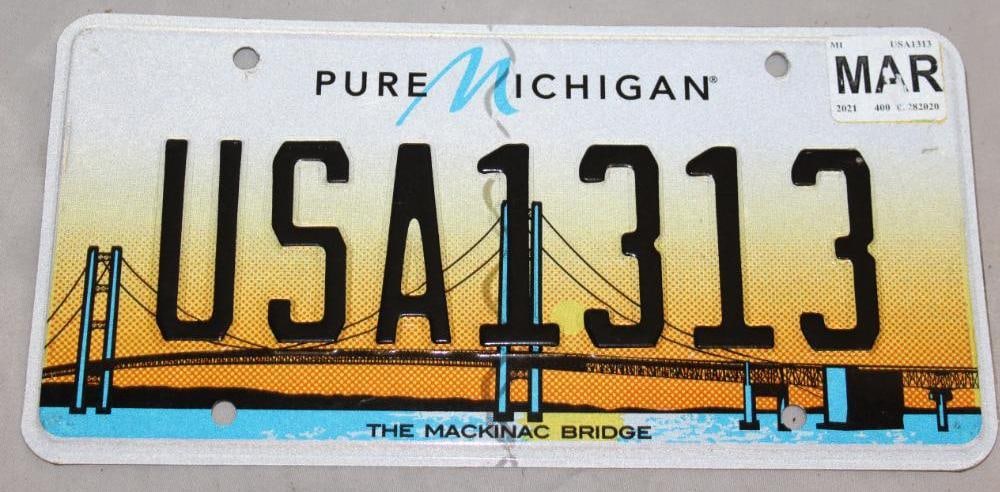 2001 Pure Michigan Mackinac Bridge License Plate: 12" x 6"