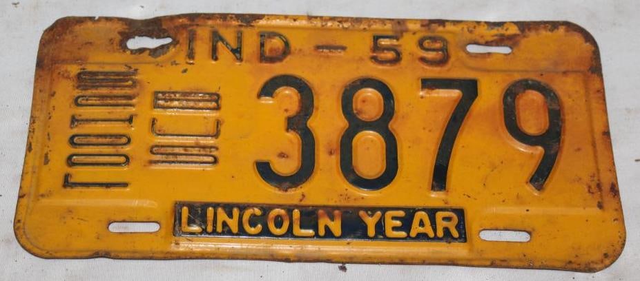 1959 Indiana IN License Plates School Bus - Lincoln Year: 12" x 5.75"