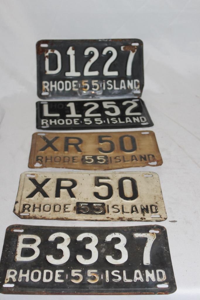 Group of 5 1953 & 1955 Rhode Island RI License Plates (1 of 4)