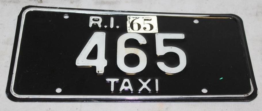 1965 Taxi #465 Rhode Island RI License Plate (1 of 2)