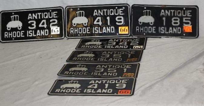 Group of 7 1960's Rhode Island RI Antique Automobile License Plates (1 of 6)