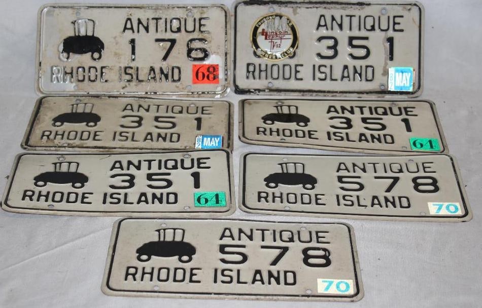 Group of 7 Rhode Island RI Antique Automobile License Plates 1970's-1980's (1 of 6)