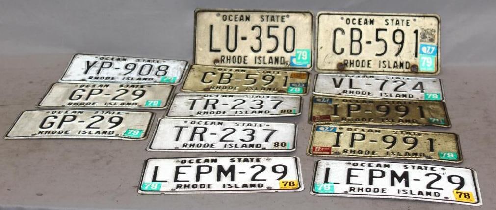 Group of 13 Rhode Island RI License Plates Ocean State 1970's (1 of 5)