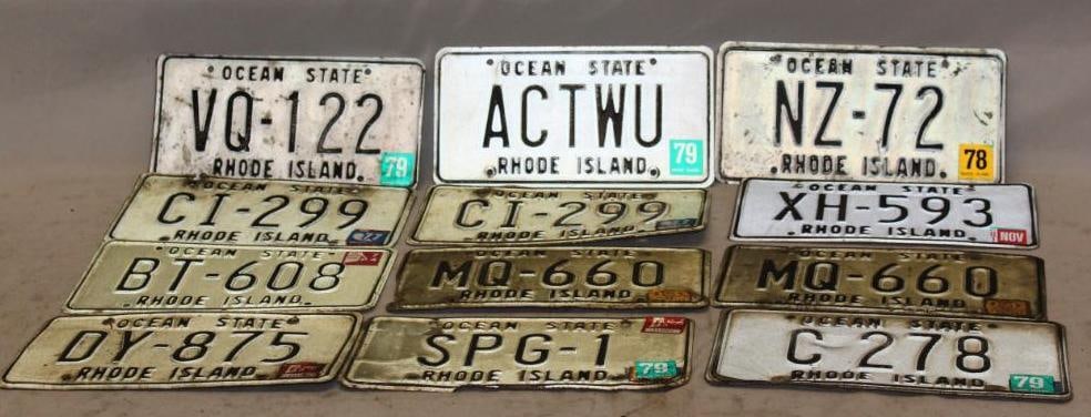 Group of 12 Rhode Island RI License Plates Ocean State 1970's (1 of 5)