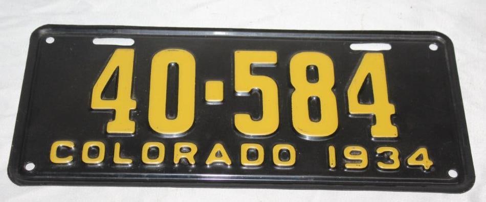 1934 Colorado License Plate (1 of 2)