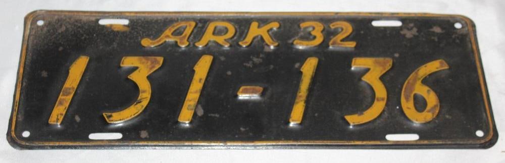 1932 Arkansas AR License Plate: 14.75" x 5.5"