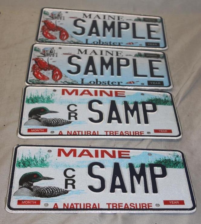 Group of 4 Maine ME Sample License Plates Lobster & Natural Treasure (1 of 4)