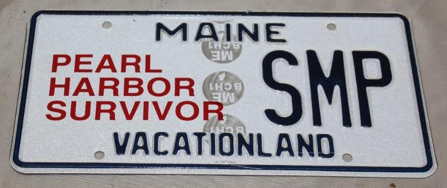 Maine ME Pearl Harbor Survivor Sample License Plate (1 of 2)