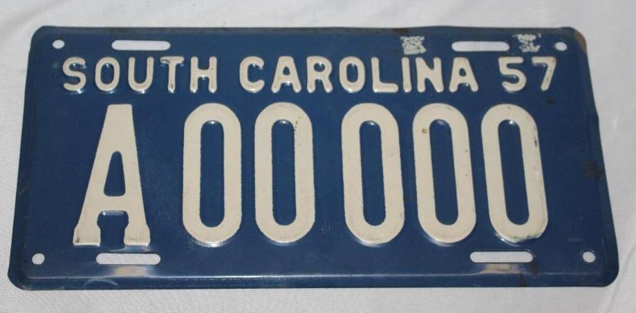 1957 South Carolina SC Sample License Plate (1 of 2)
