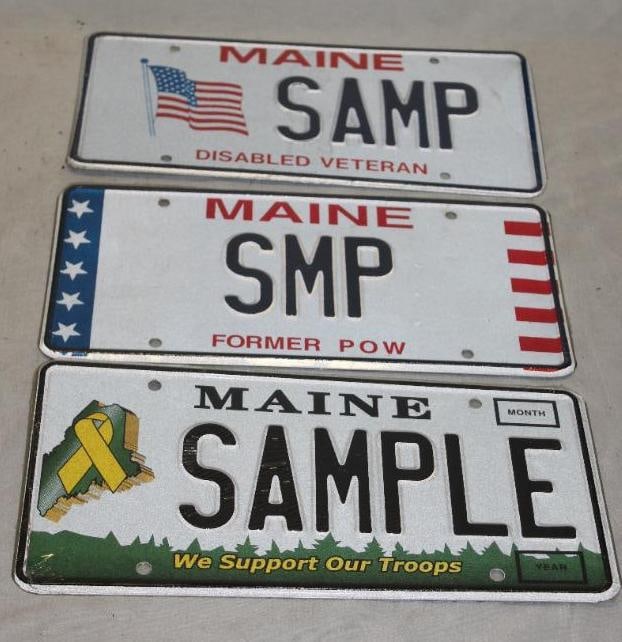 Group of 3 Maine ME Sample License Plates (1 of 5)