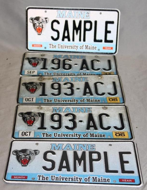 Group of 5 Maine ME Sample License Plates University (1 of 5)